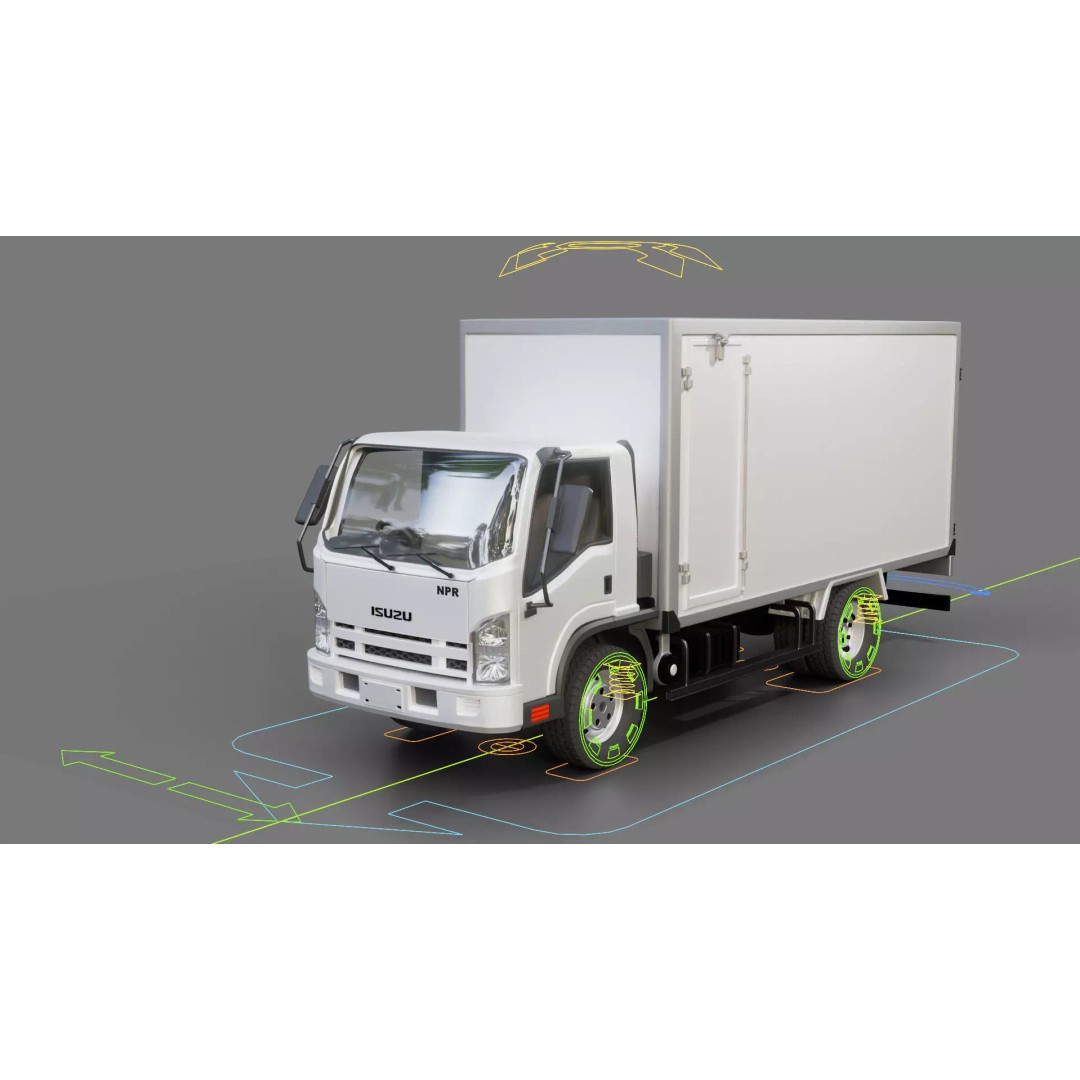 Isuzu NPR Box Truck 3D Model – Rigged PBR Vehicle for Blender - View 19