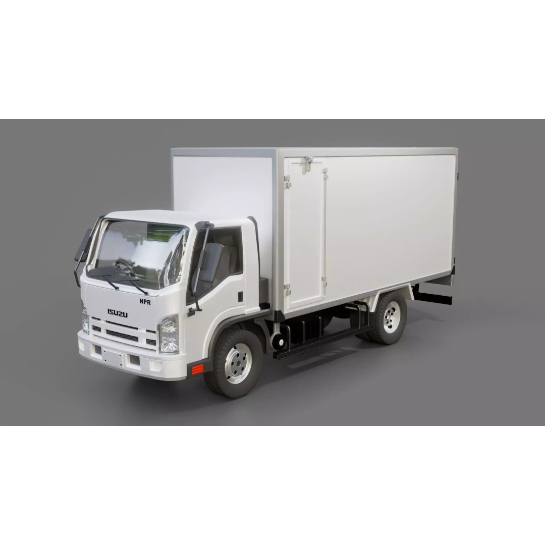 Isuzu NPR Box Truck 3D Model – Rigged PBR Vehicle for Blender - View 2