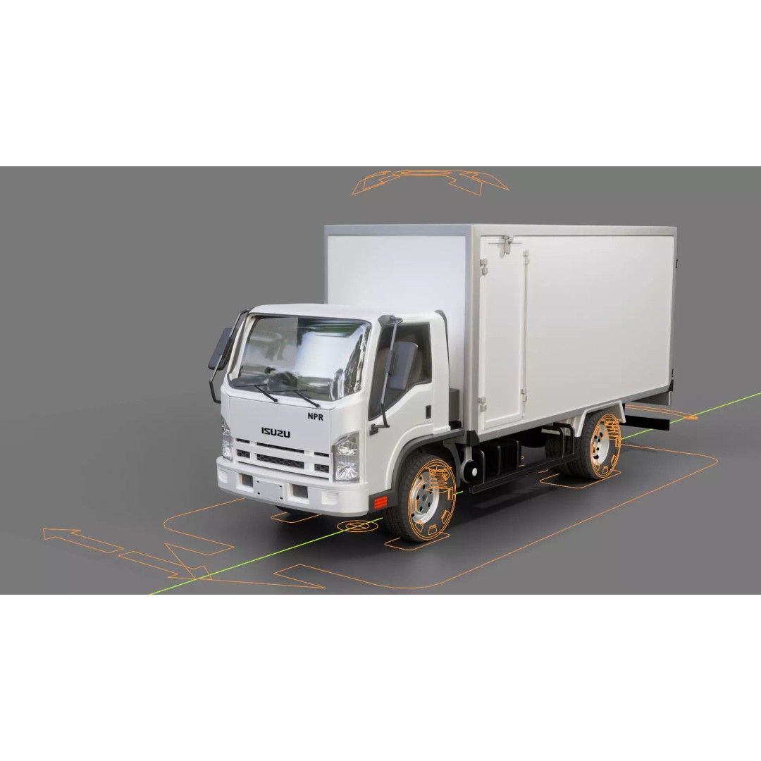 Isuzu NPR Box Truck 3D Model – Rigged PBR Vehicle for Blender - View 4