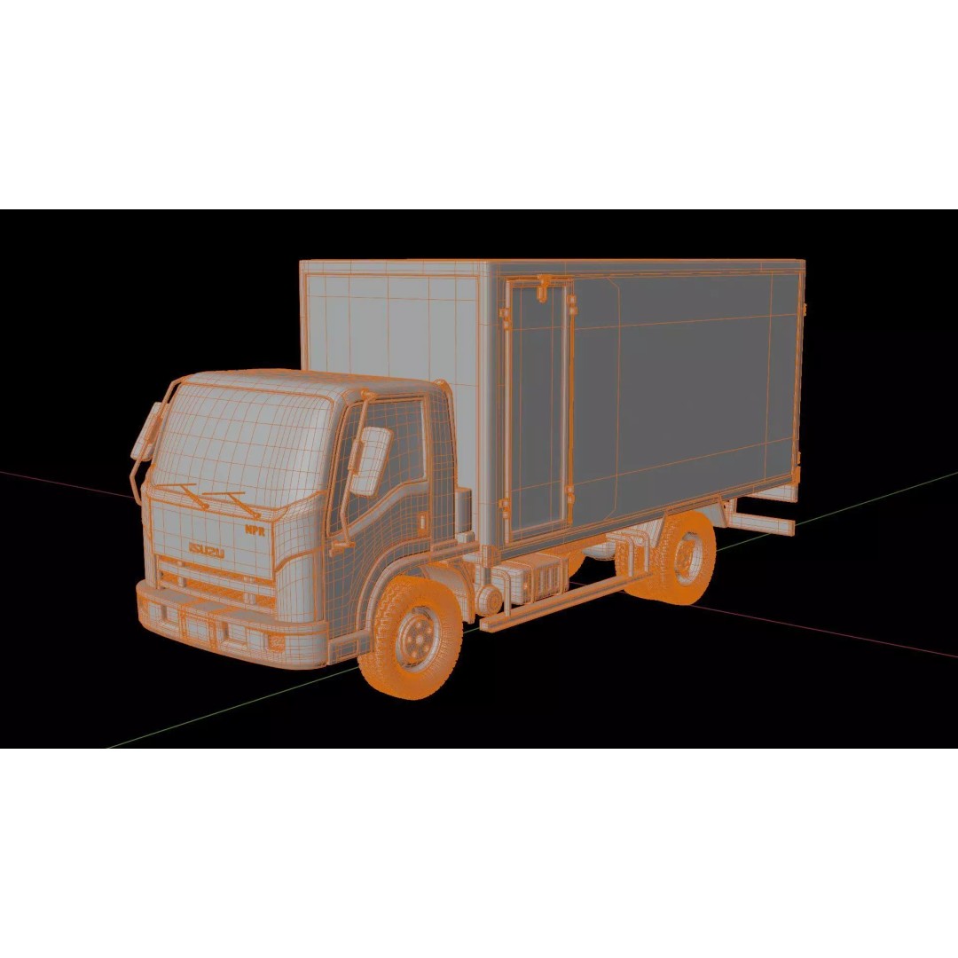 Isuzu NPR Box Truck 3D Model – Rigged PBR Vehicle for Blender - View 6