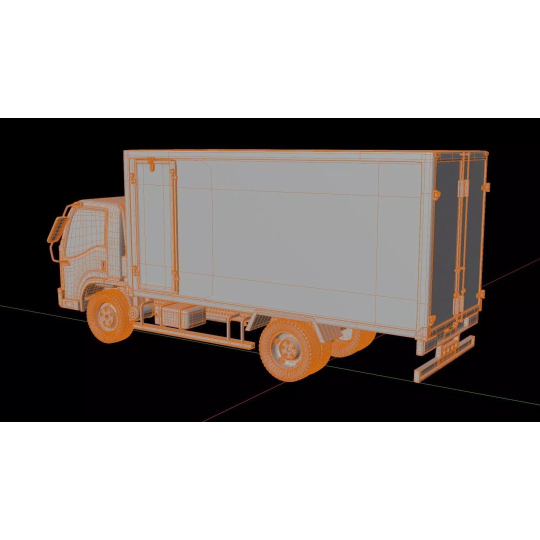 Isuzu NPR Box Truck 3D Model – Rigged PBR Vehicle for Blender - View 7