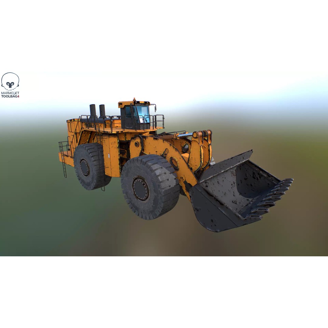 Heavy Wheeled Loader 3D Model – Rusted Industrial Vehicle, FBX, PBR