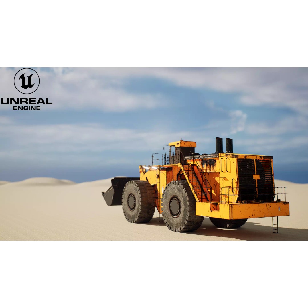 Heavy Wheeled Loader 3D Model – Rusted Industrial Vehicle, FBX, PBR - View 11