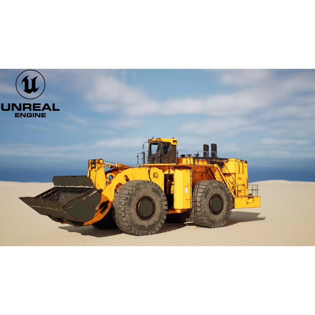 Heavy Wheeled Loader 3D Model – Rusted Industrial Vehicle, FBX, PBR - View 12