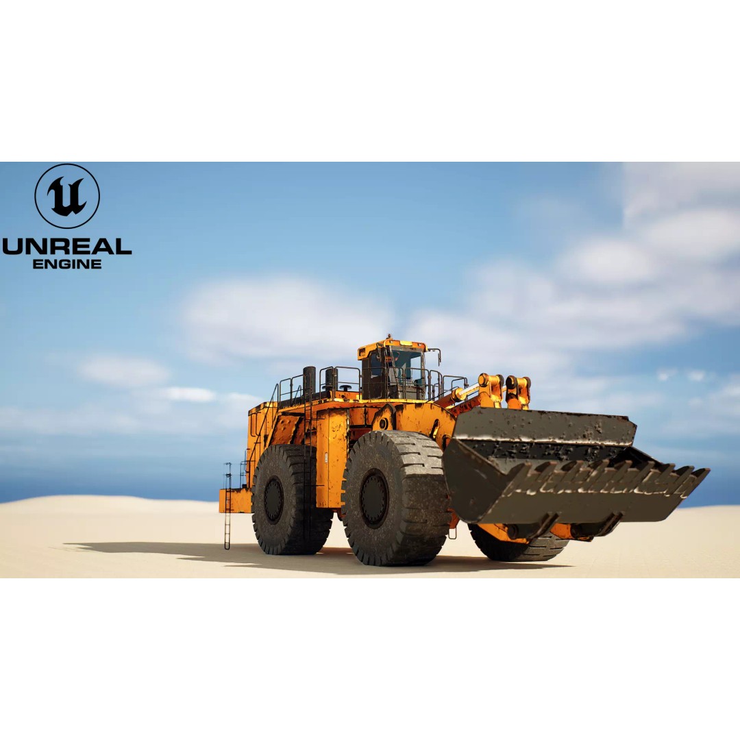 Heavy Wheeled Loader 3D Model – Rusted Industrial Vehicle, FBX, PBR - View 13