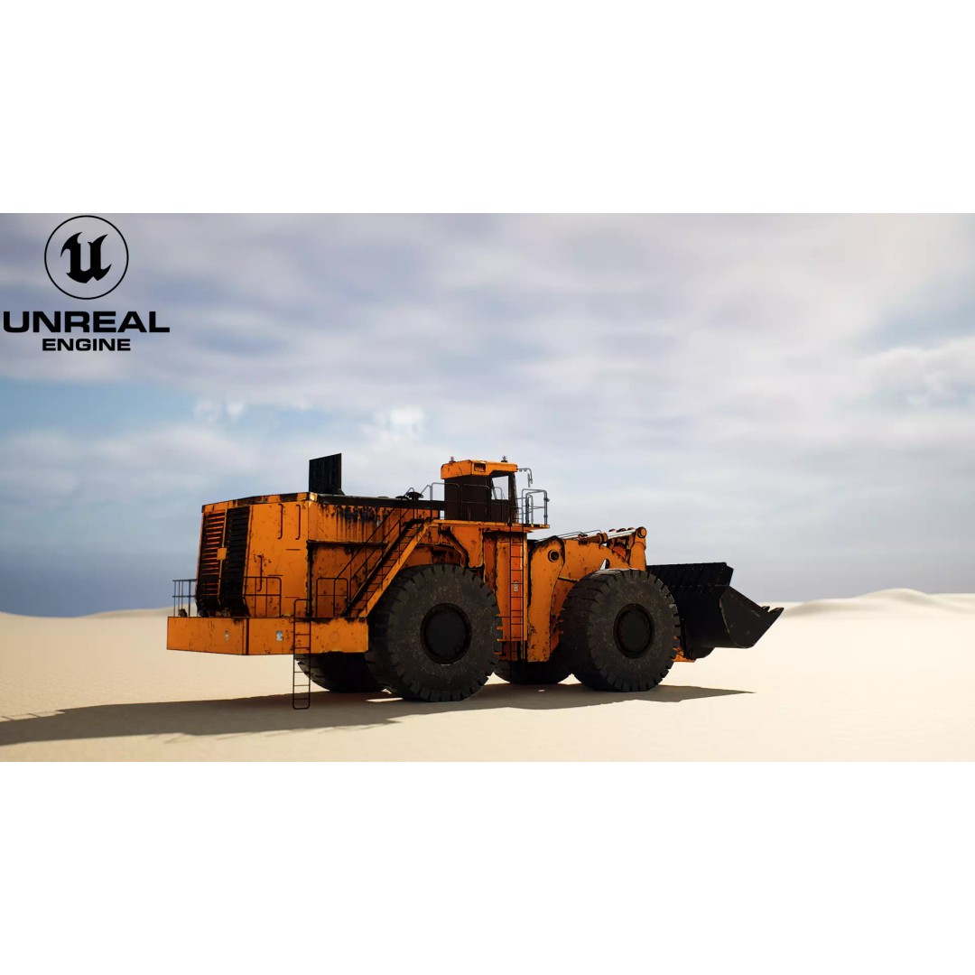 Heavy Wheeled Loader 3D Model – Rusted Industrial Vehicle, FBX, PBR - View 14