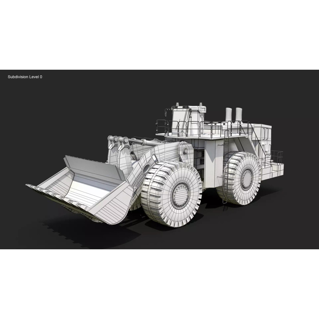 Heavy Wheeled Loader 3D Model – Rusted Industrial Vehicle, FBX, PBR - View 15