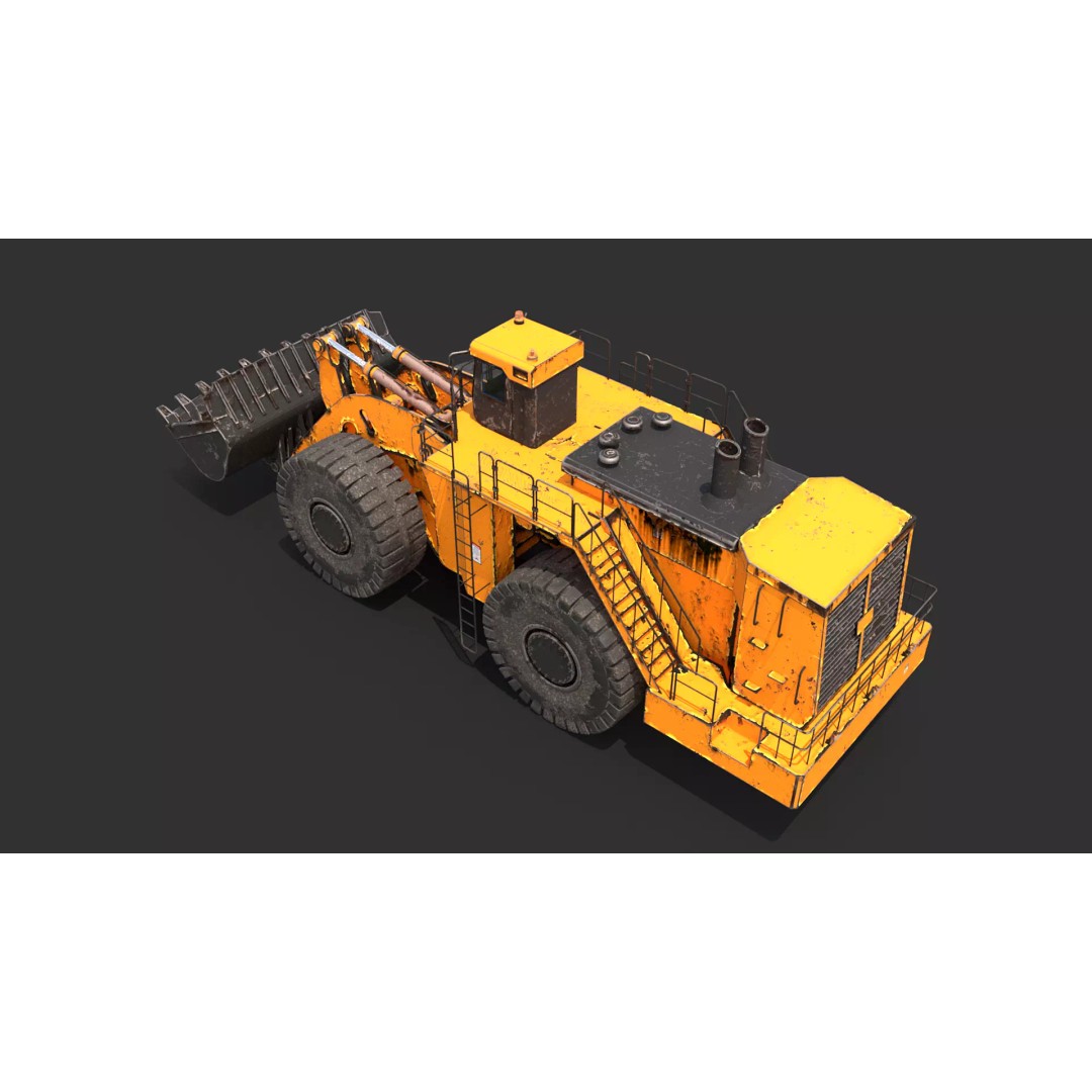 Heavy Wheeled Loader 3D Model – Rusted Industrial Vehicle, FBX, PBR - View 18