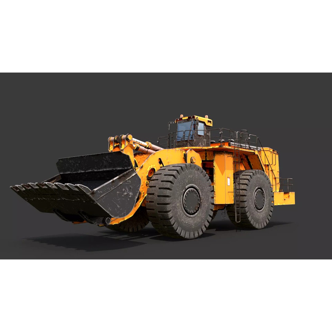 Heavy Wheeled Loader 3D Model – Rusted Industrial Vehicle, FBX, PBR - View 2