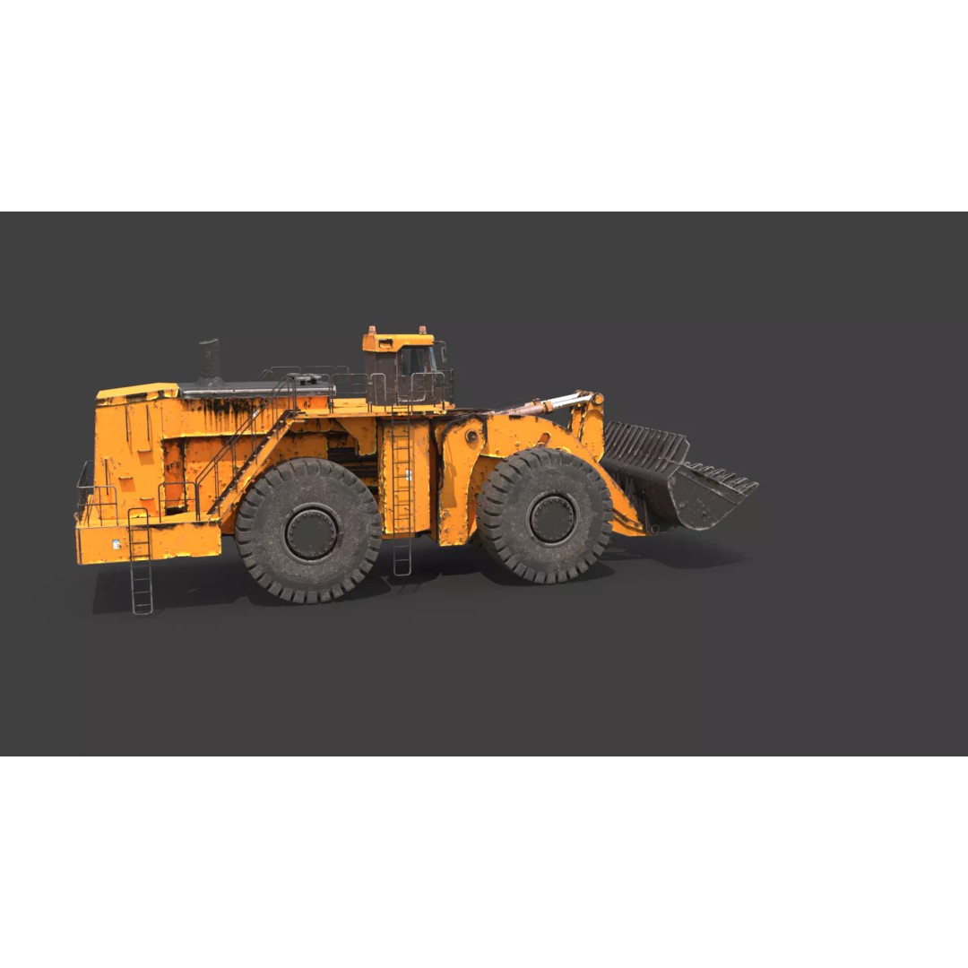 Heavy Wheeled Loader 3D Model – Rusted Industrial Vehicle, FBX, PBR - View 24