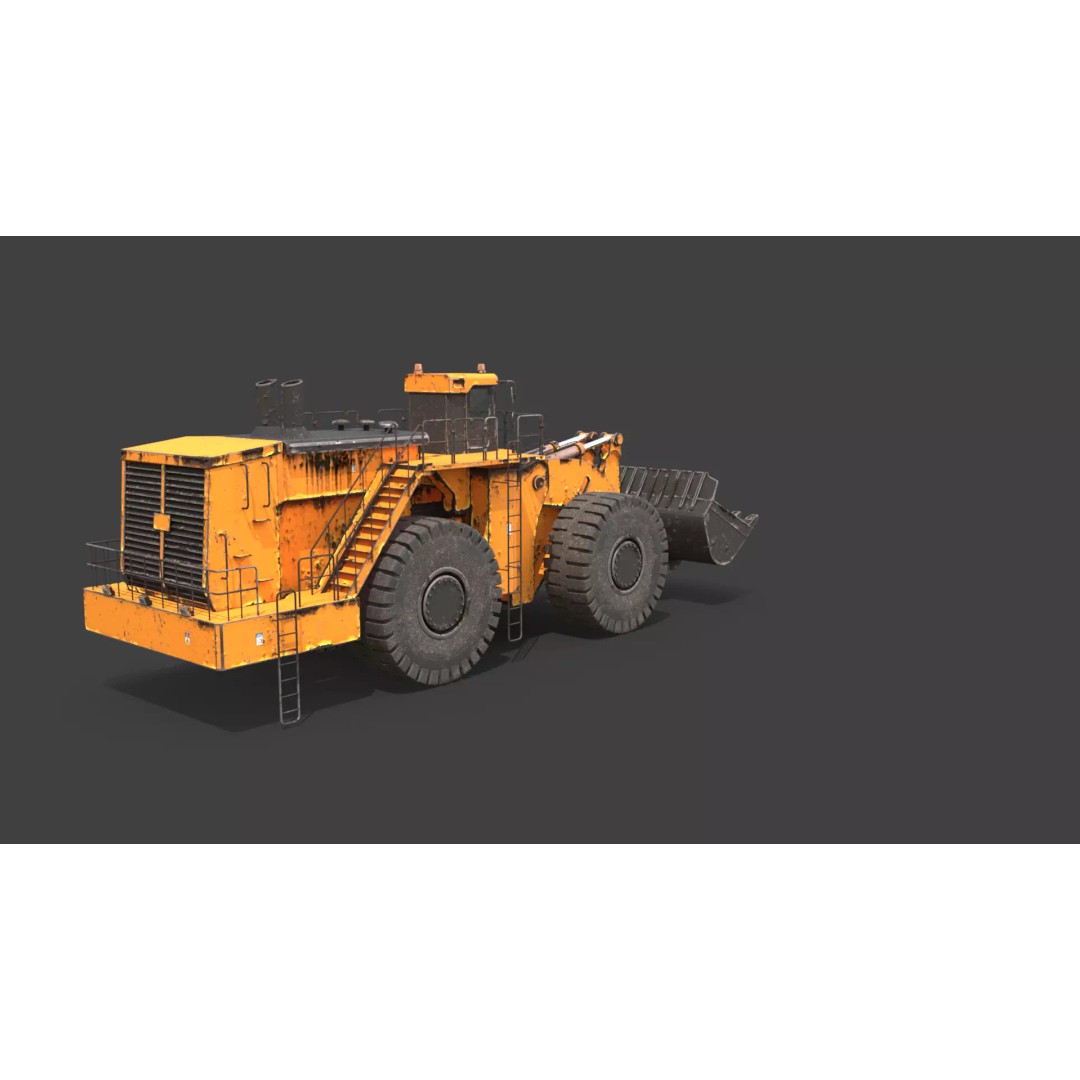 Heavy Wheeled Loader 3D Model – Rusted Industrial Vehicle, FBX, PBR - View 25