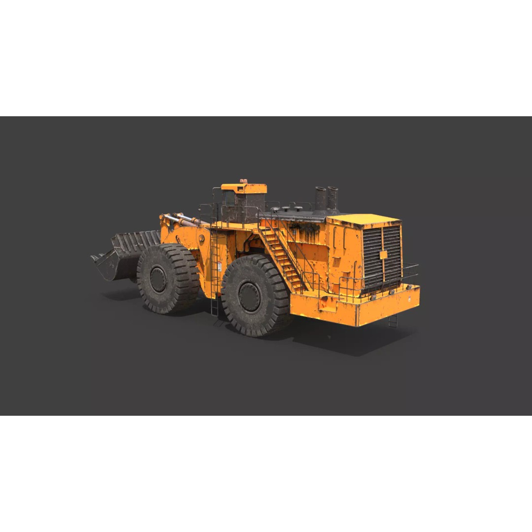 Heavy Wheeled Loader 3D Model – Rusted Industrial Vehicle, FBX, PBR - View 28