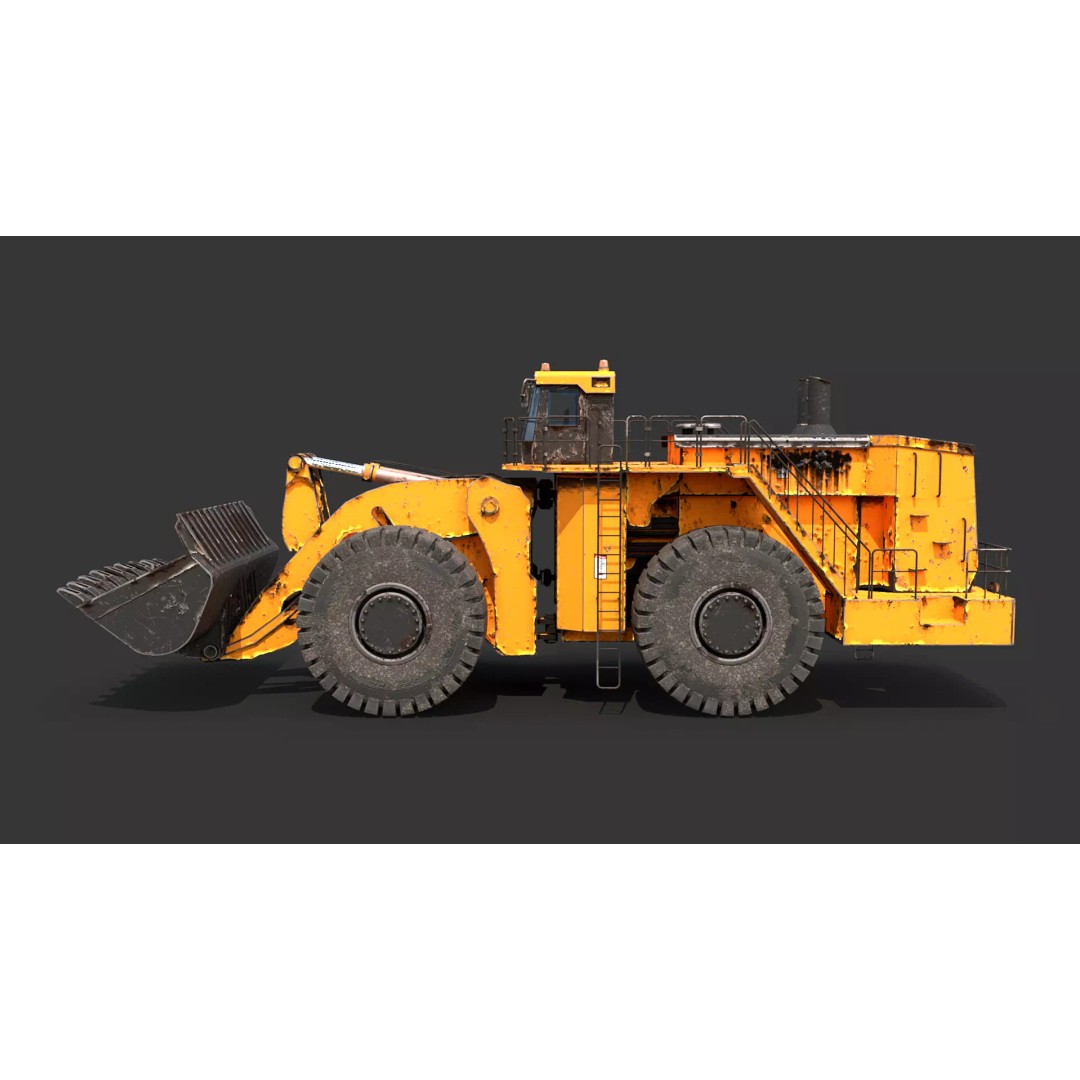 Heavy Wheeled Loader 3D Model – Rusted Industrial Vehicle, FBX, PBR - View 3