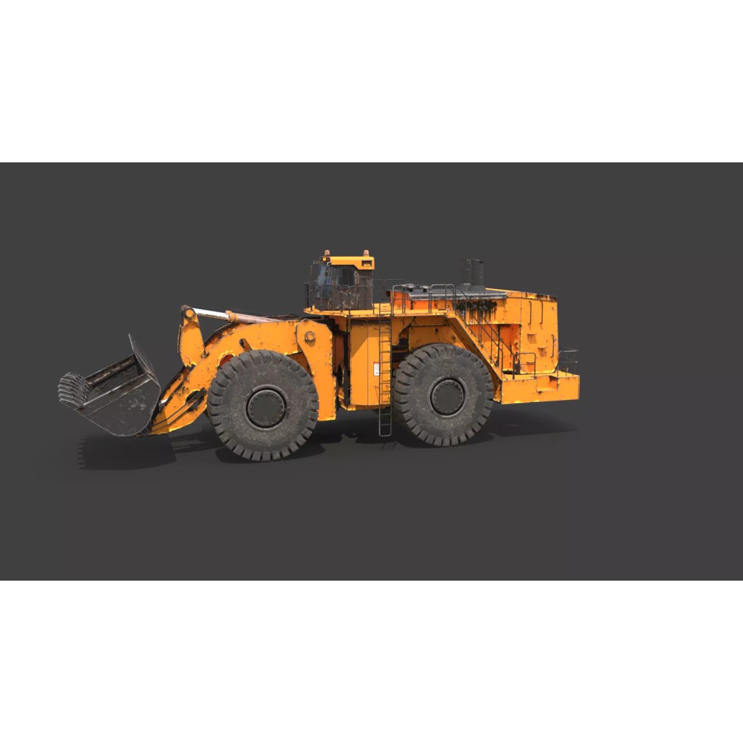 Heavy Wheeled Loader 3D Model – Rusted Industrial Vehicle, FBX, PBR - View 30