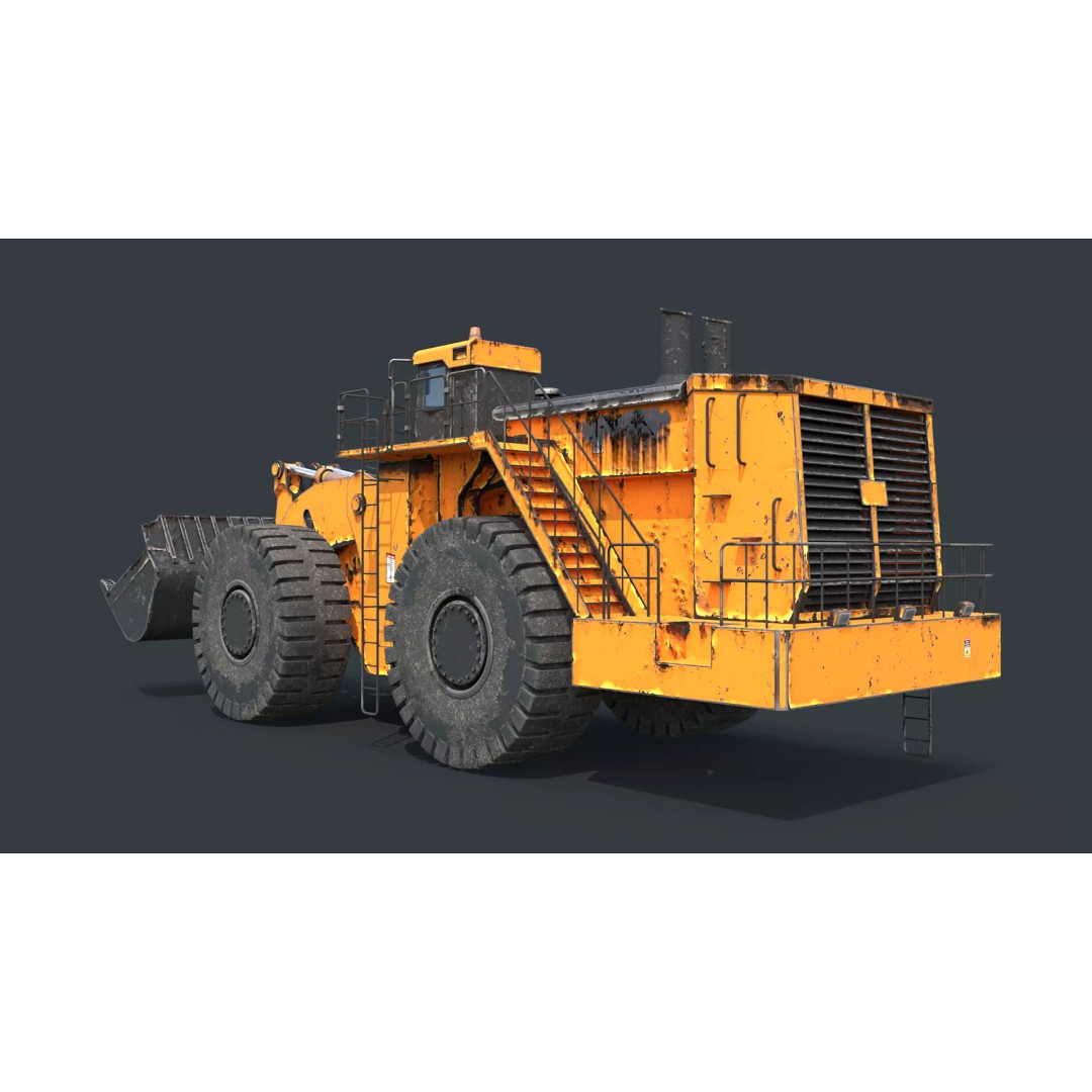 Heavy Wheeled Loader 3D Model – Rusted Industrial Vehicle, FBX, PBR - View 4