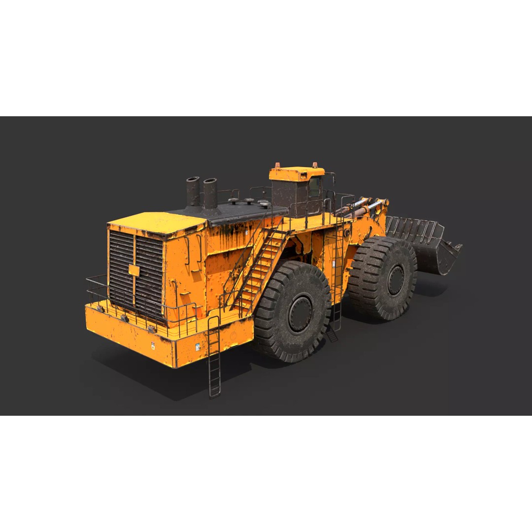 Heavy Wheeled Loader 3D Model – Rusted Industrial Vehicle, FBX, PBR - View 5