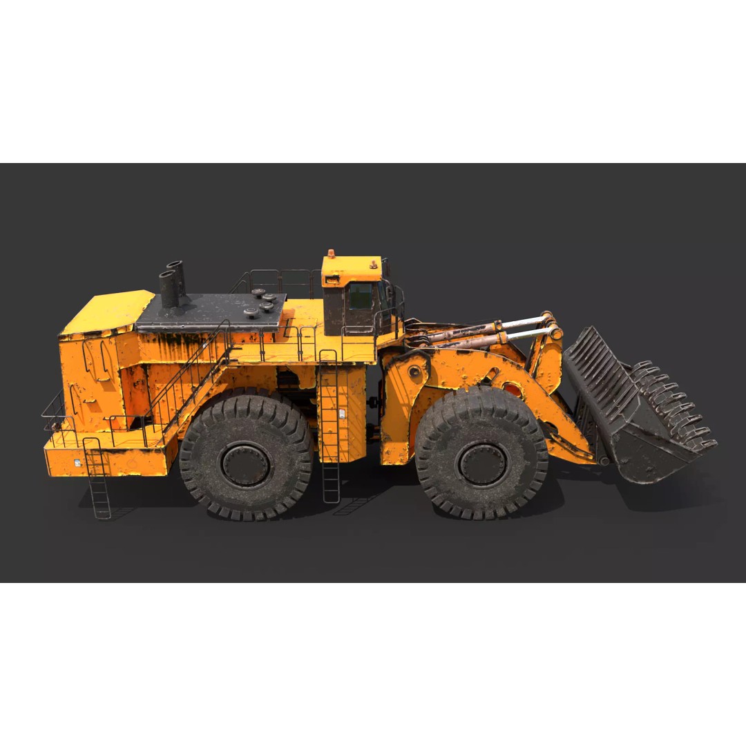 Heavy Wheeled Loader 3D Model – Rusted Industrial Vehicle, FBX, PBR - View 6