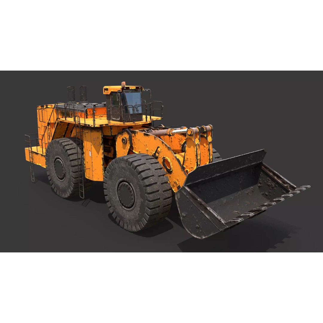 Heavy Wheeled Loader 3D Model – Rusted Industrial Vehicle, FBX, PBR - View 7