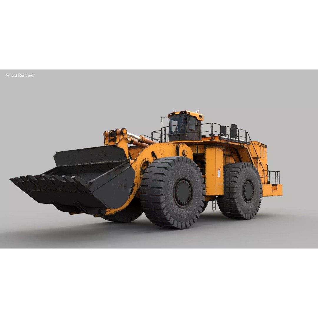 Heavy Wheeled Loader 3D Model – Rusted Industrial Vehicle, FBX, PBR - View 8