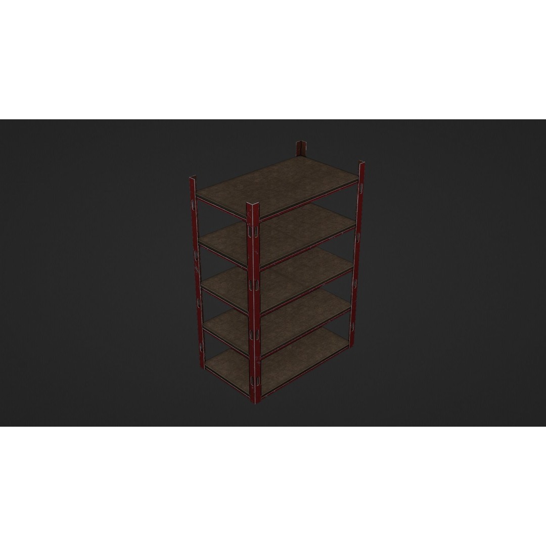 Metallic Industrial Shelf 3D Model – Low-Poly Game Asset, FBX, OBJ - View 11