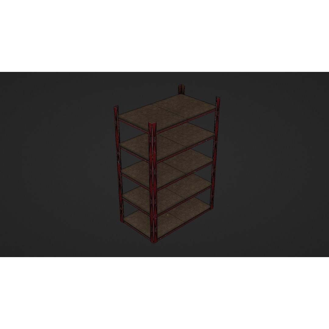 Metallic Industrial Shelf 3D Model – Low-Poly Game Asset, FBX, OBJ - View 12