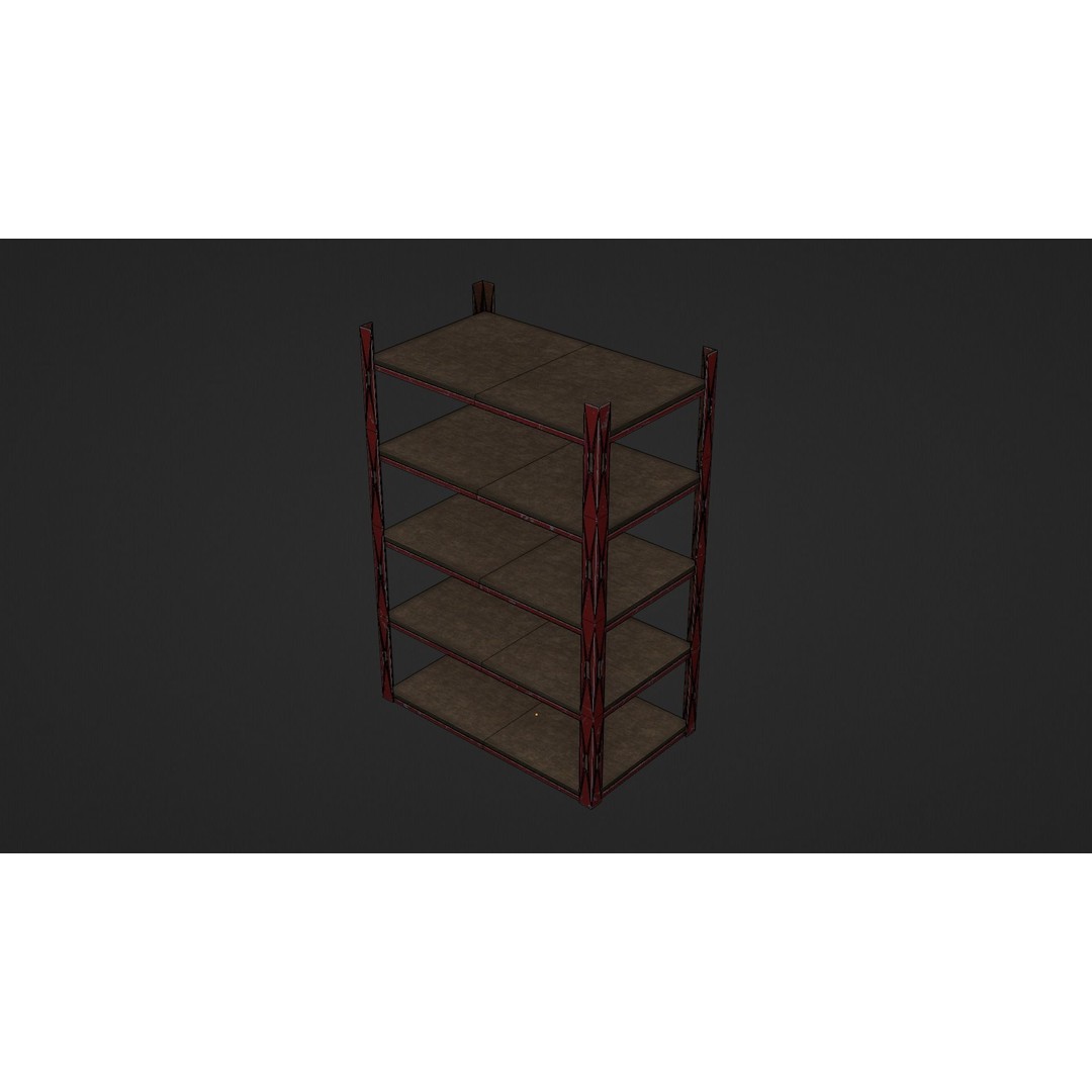 Metallic Industrial Shelf 3D Model – Low-Poly Game Asset, FBX, OBJ - View 13