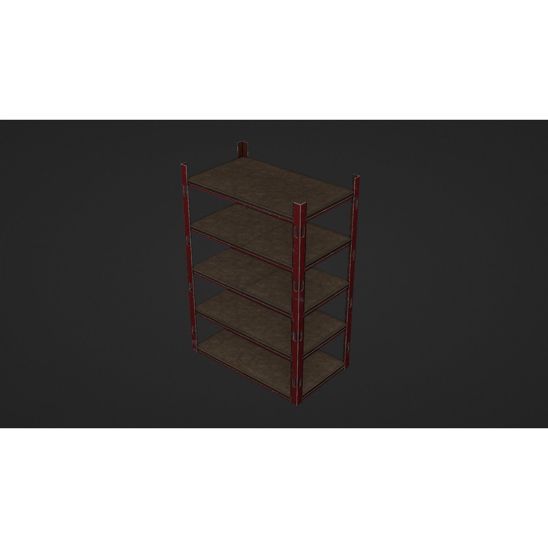 Metallic Industrial Shelf 3D Model – Low-Poly Game Asset, FBX, OBJ - View 14
