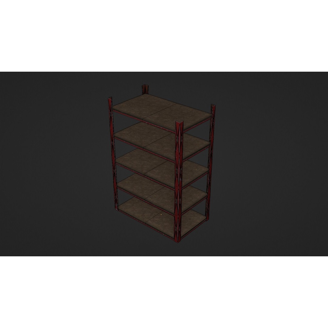 Metallic Industrial Shelf 3D Model – Low-Poly Game Asset, FBX, OBJ - View 15