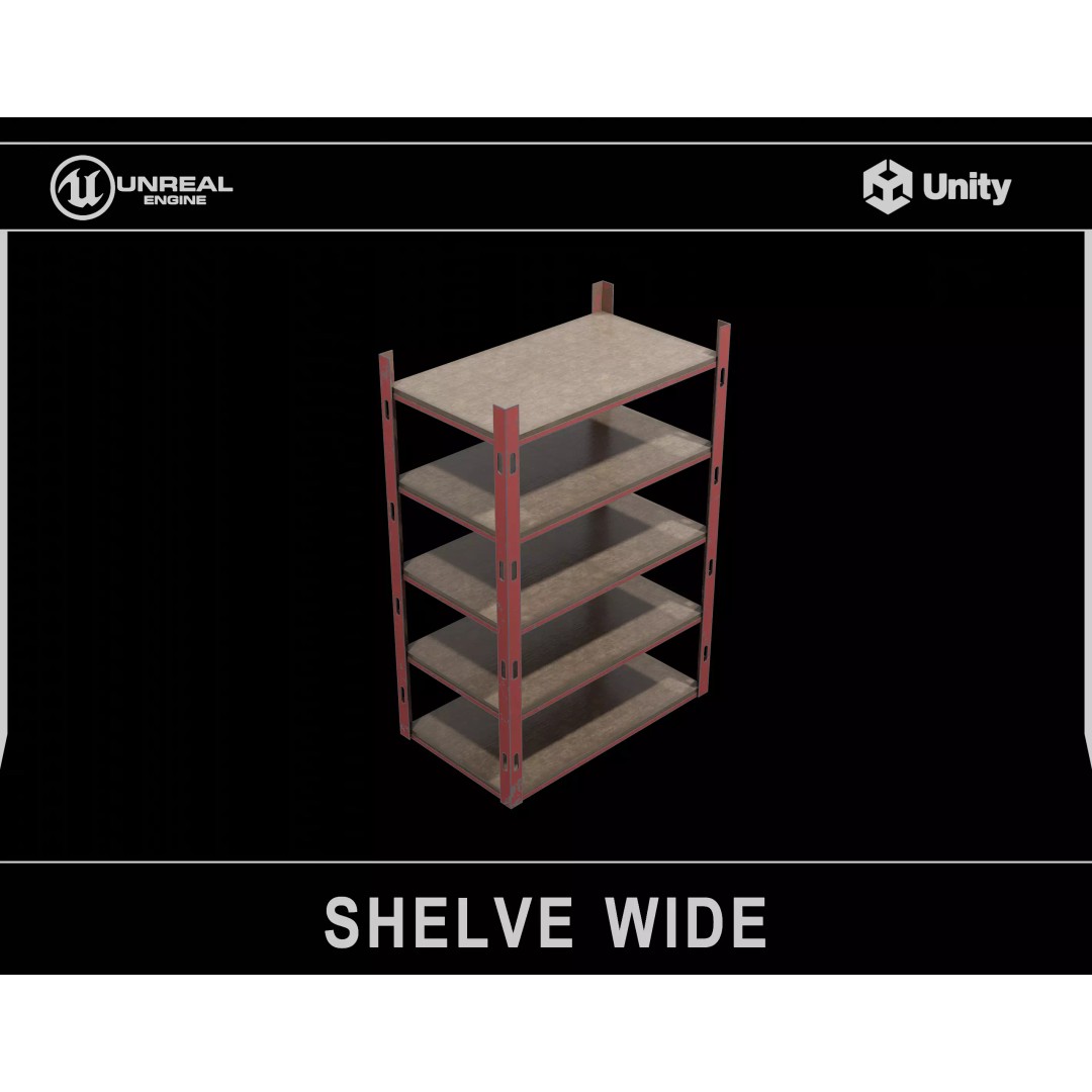 Metallic Industrial Shelf 3D Model – Low-Poly Game Asset, FBX, OBJ - View 2