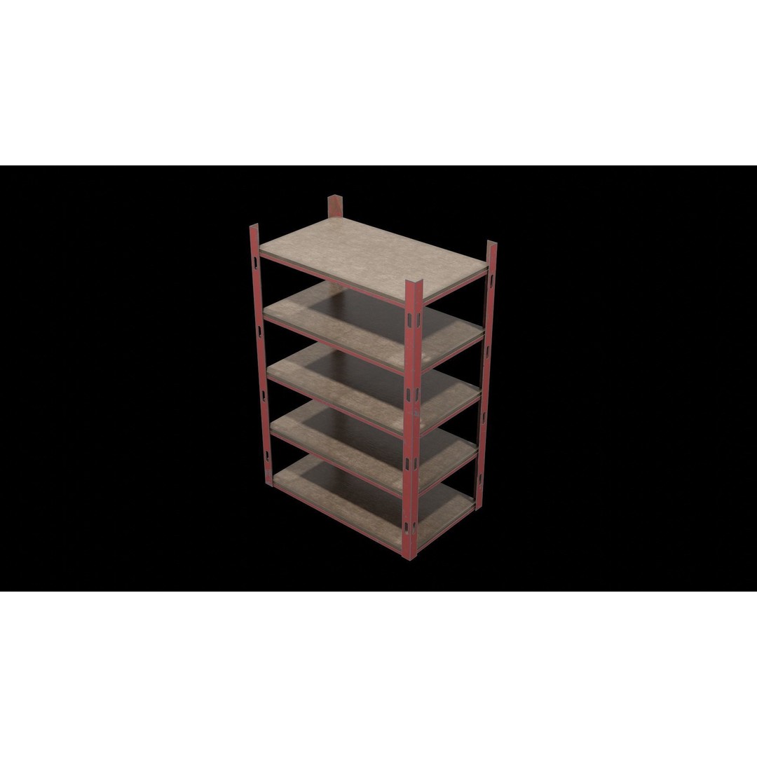 Metallic Industrial Shelf 3D Model – Low-Poly Game Asset, FBX, OBJ - View 4