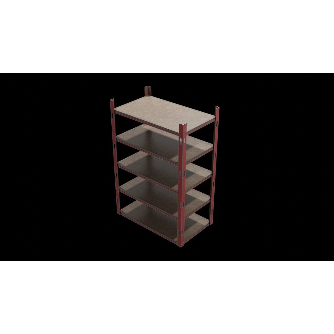 Metallic Industrial Shelf 3D Model – Low-Poly Game Asset, FBX, OBJ - View 5