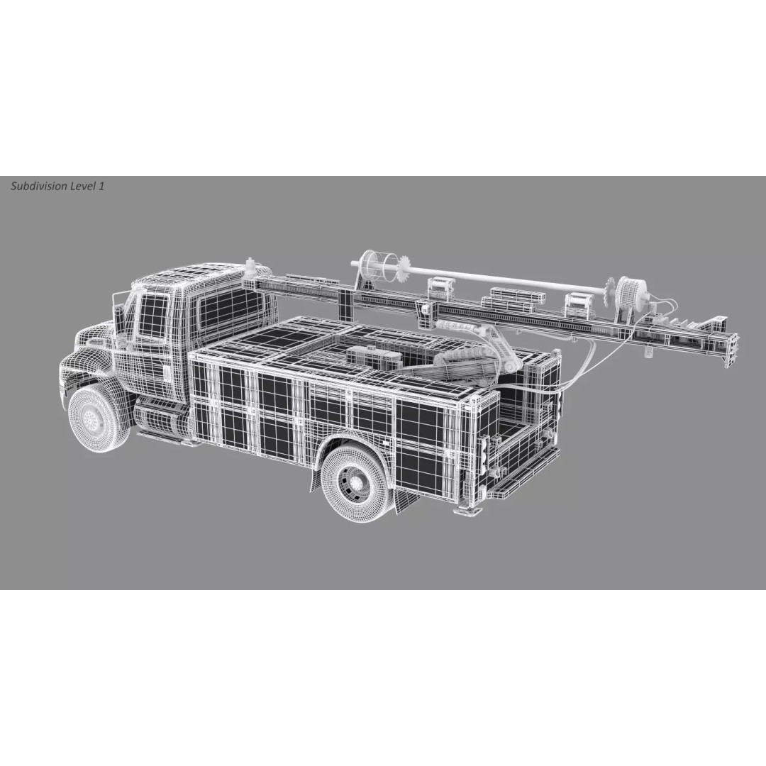 Drilling Truck 3D Model – High Poly Industrial Vehicle, FBX & OBJ