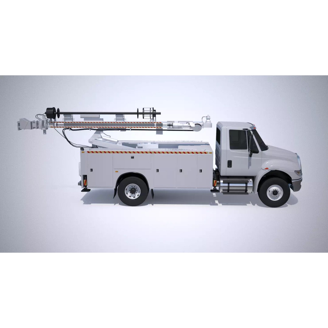 Drilling Truck 3D Model – High Poly Industrial Vehicle, FBX & OBJ - View 3