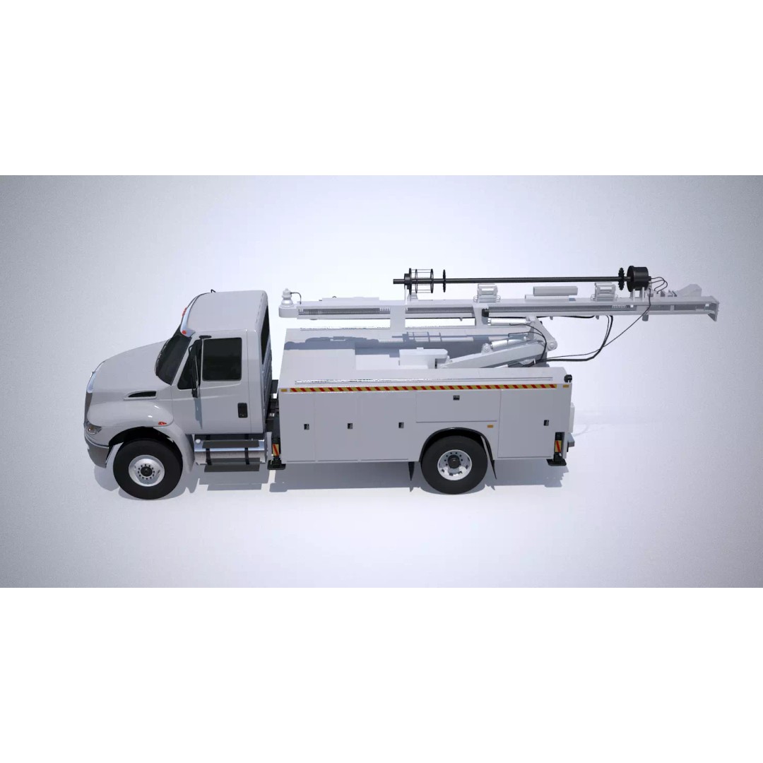 Drilling Truck 3D Model – High Poly Industrial Vehicle, FBX & OBJ - View 6