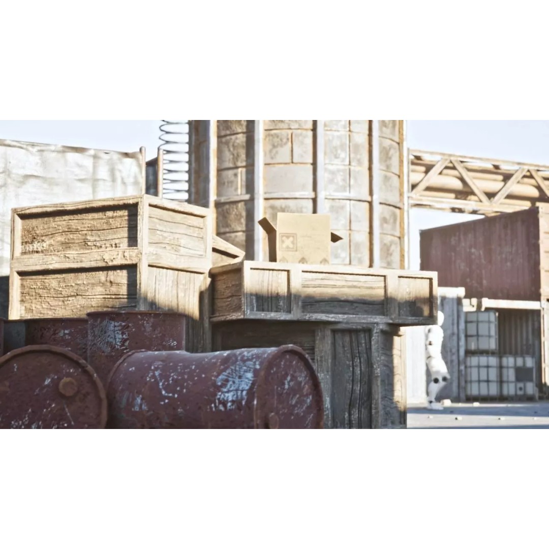 Industrial Factory 3D Model – Low Poly Game Asset, FBX, PBR - View 16