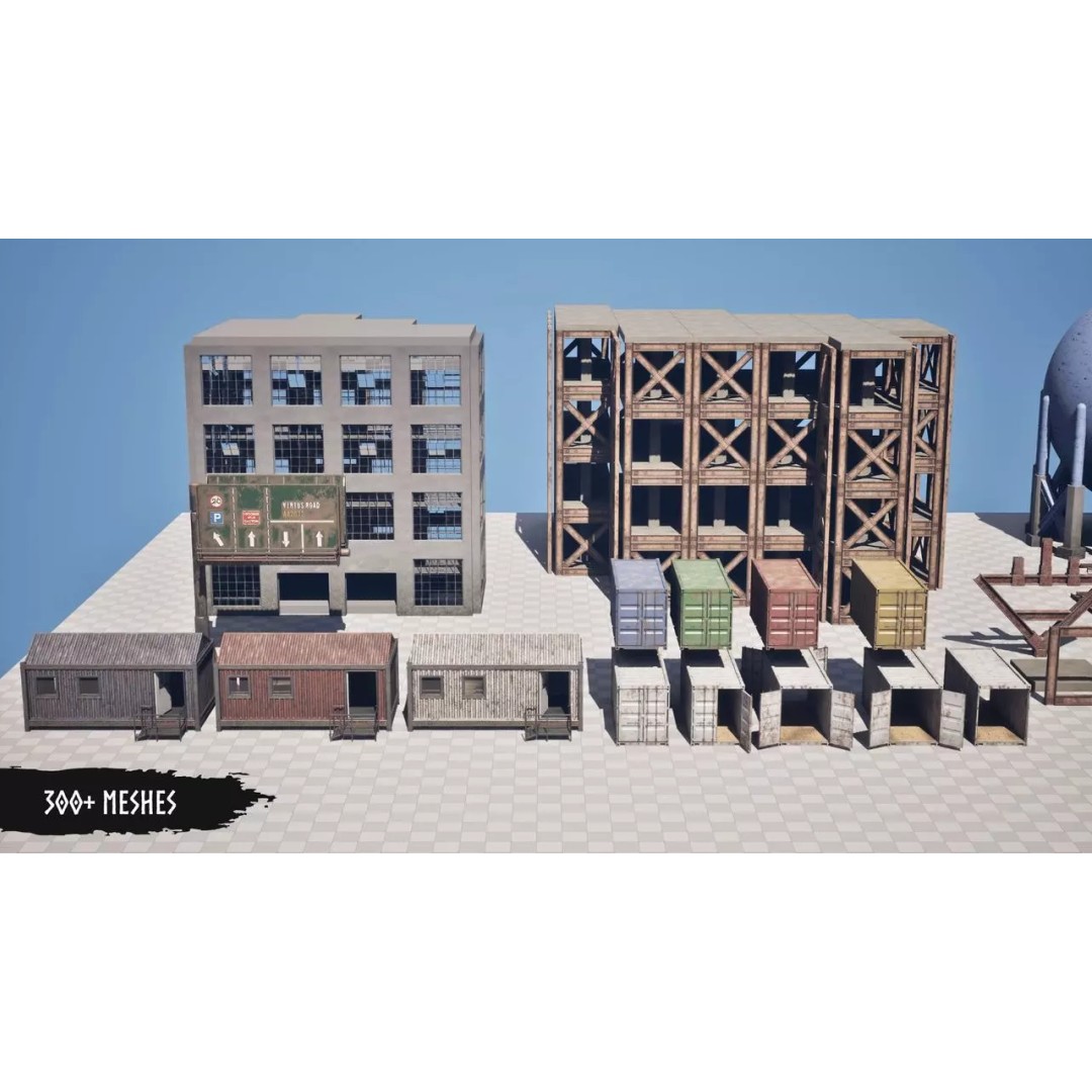 Industrial Factory 3D Model – Low Poly Game Asset, FBX, PBR - View 23