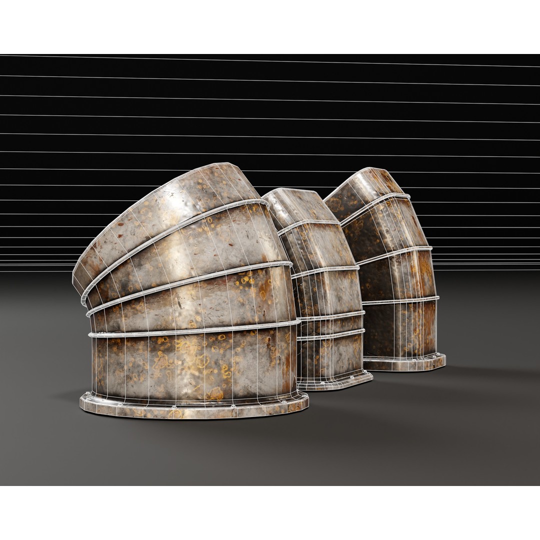 Industrial Vents 3D Model – Low Poly PBR Game Asset, FBX, OBJ - View 10