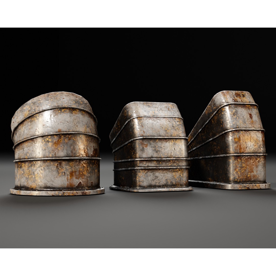 Industrial Vents 3D Model – Low Poly PBR Game Asset, FBX, OBJ - View 11