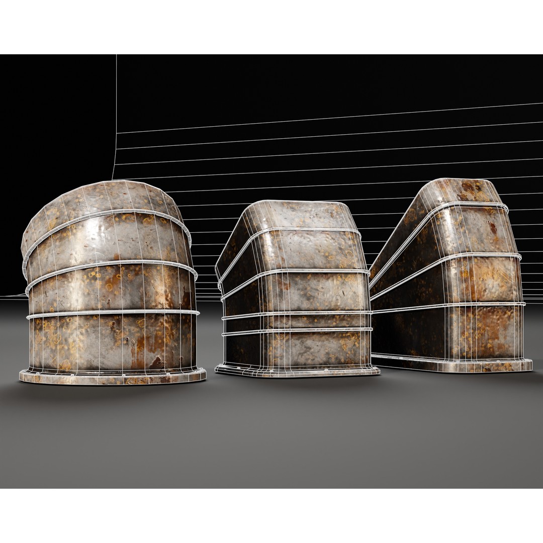 Industrial Vents 3D Model – Low Poly PBR Game Asset, FBX, OBJ - View 12