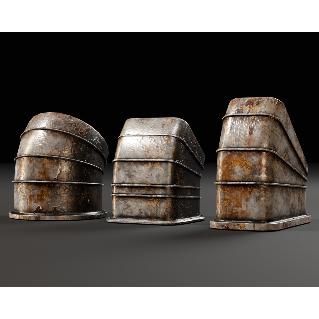 Industrial Vents 3D Model – Low Poly PBR Game Asset, FBX, OBJ - View 13