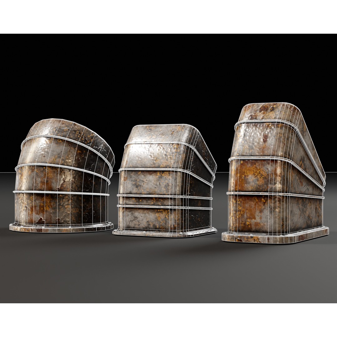 Industrial Vents 3D Model – Low Poly PBR Game Asset, FBX, OBJ - View 14