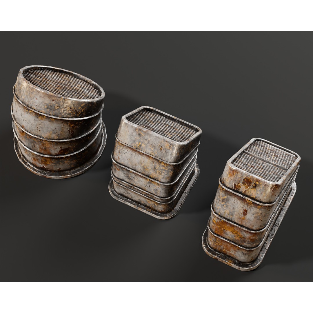 Industrial Vents 3D Model – Low Poly PBR Game Asset, FBX, OBJ - View 15