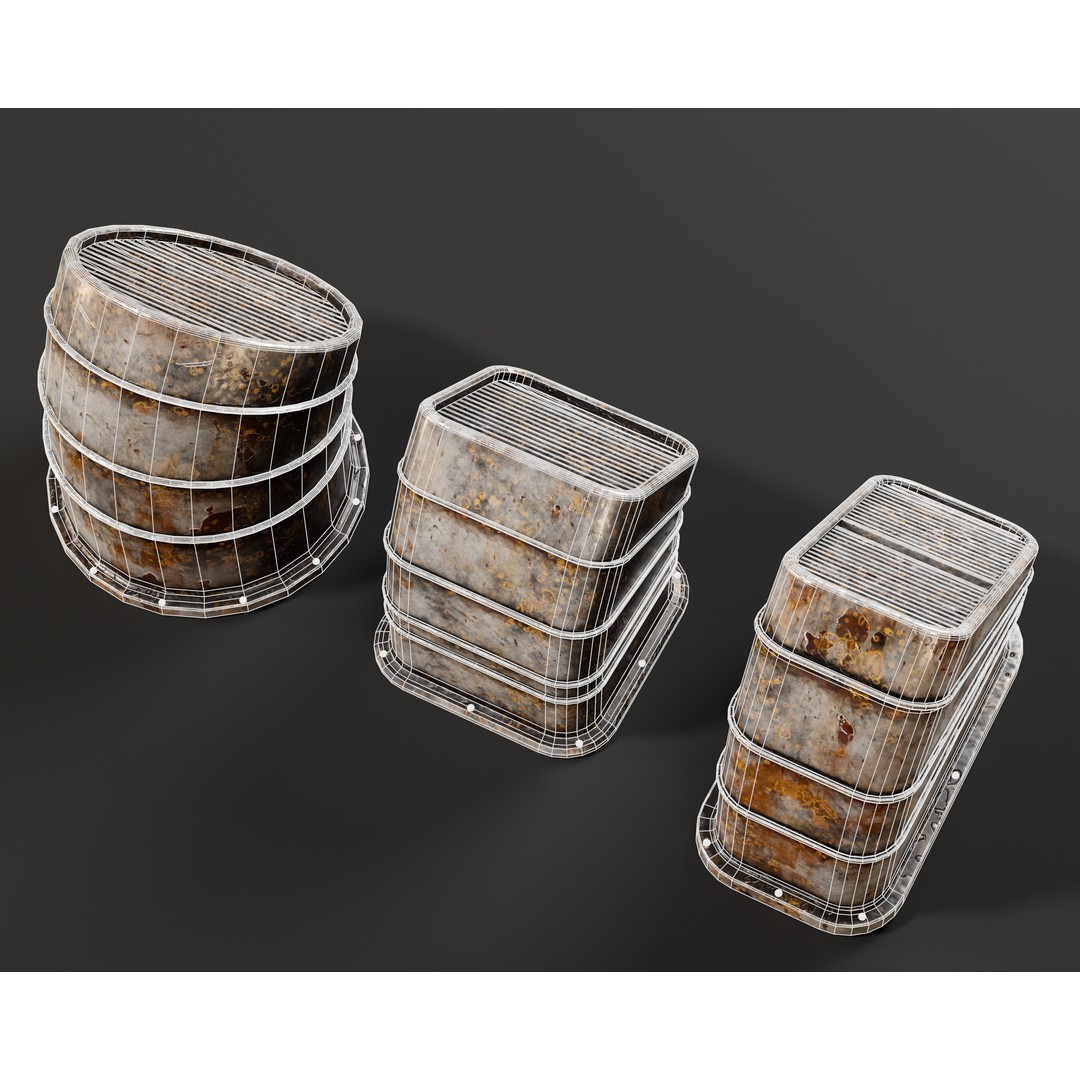 Industrial Vents 3D Model – Low Poly PBR Game Asset, FBX, OBJ - View 16