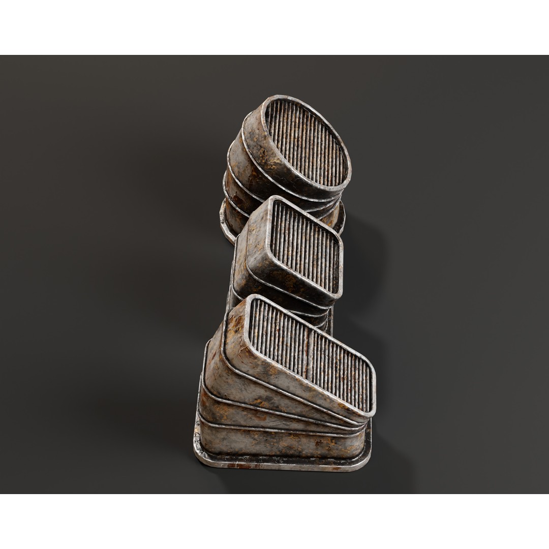 Industrial Vents 3D Model – Low Poly PBR Game Asset, FBX, OBJ - View 17