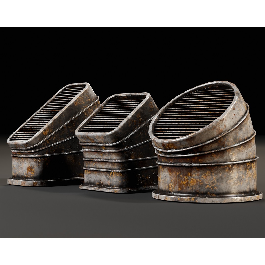 Industrial Vents 3D Model – Low Poly PBR Game Asset, FBX, OBJ - View 5
