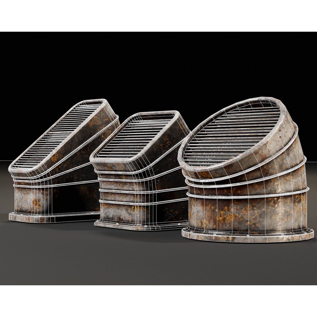 Industrial Vents 3D Model – Low Poly PBR Game Asset, FBX, OBJ - View 6