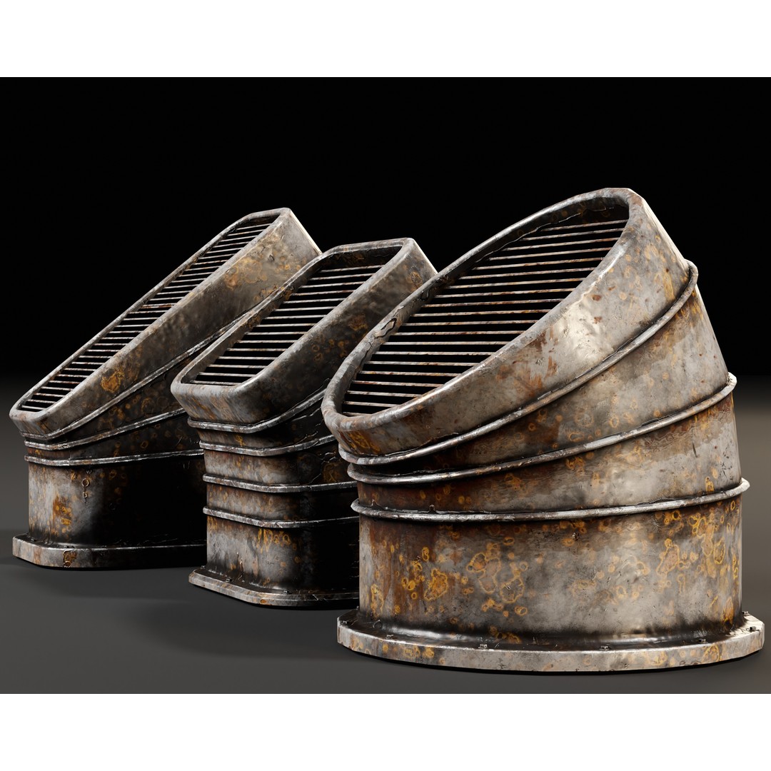 Industrial Vents 3D Model – Low Poly PBR Game Asset, FBX, OBJ - View 7