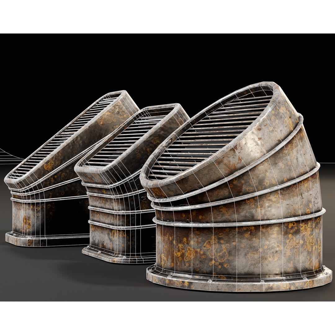 Industrial Vents 3D Model – Low Poly PBR Game Asset, FBX, OBJ - View 8