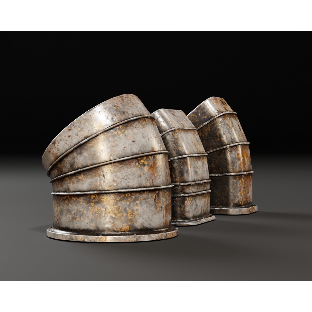 Industrial Vents 3D Model – Low Poly PBR Game Asset, FBX, OBJ - View 9