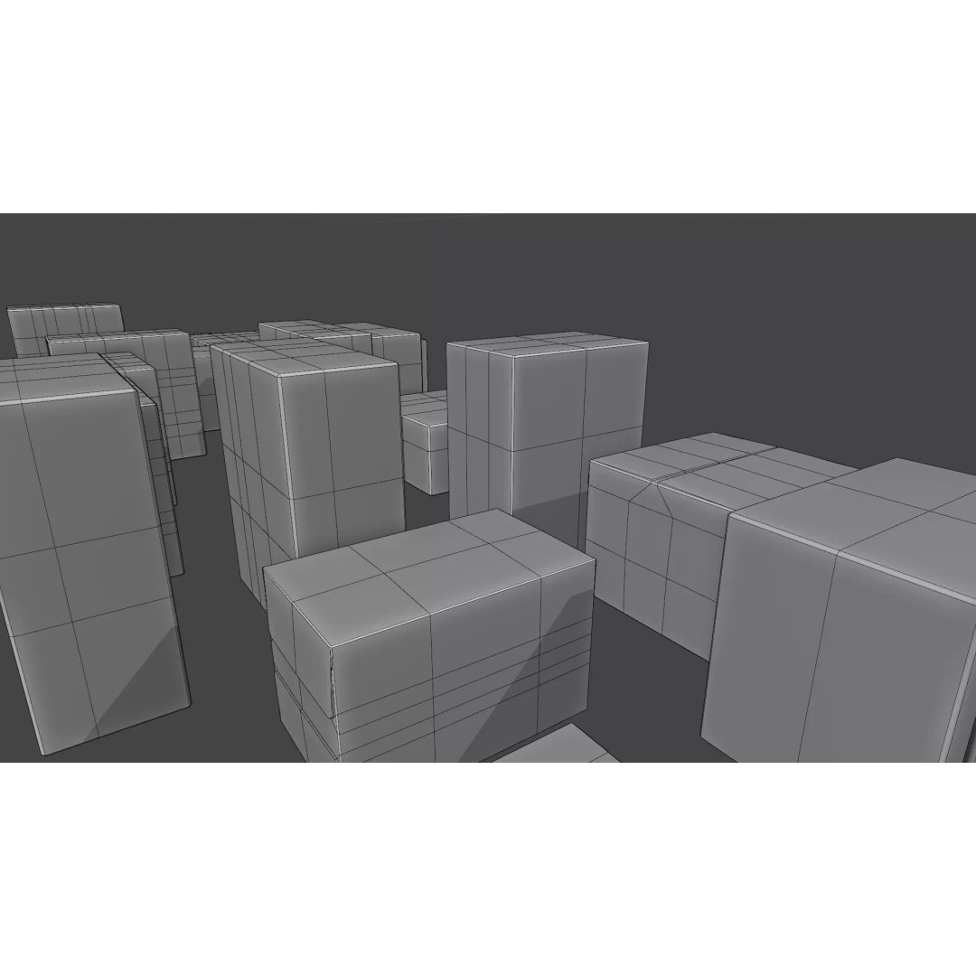 Closed Cardboard Boxes 3D Model – Low Poly Box Set, FBX, OBJ - View 7